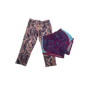 BCG Nike Girls Lot of 2 Printed Leggings & Athletic Shorts Youth Size Small